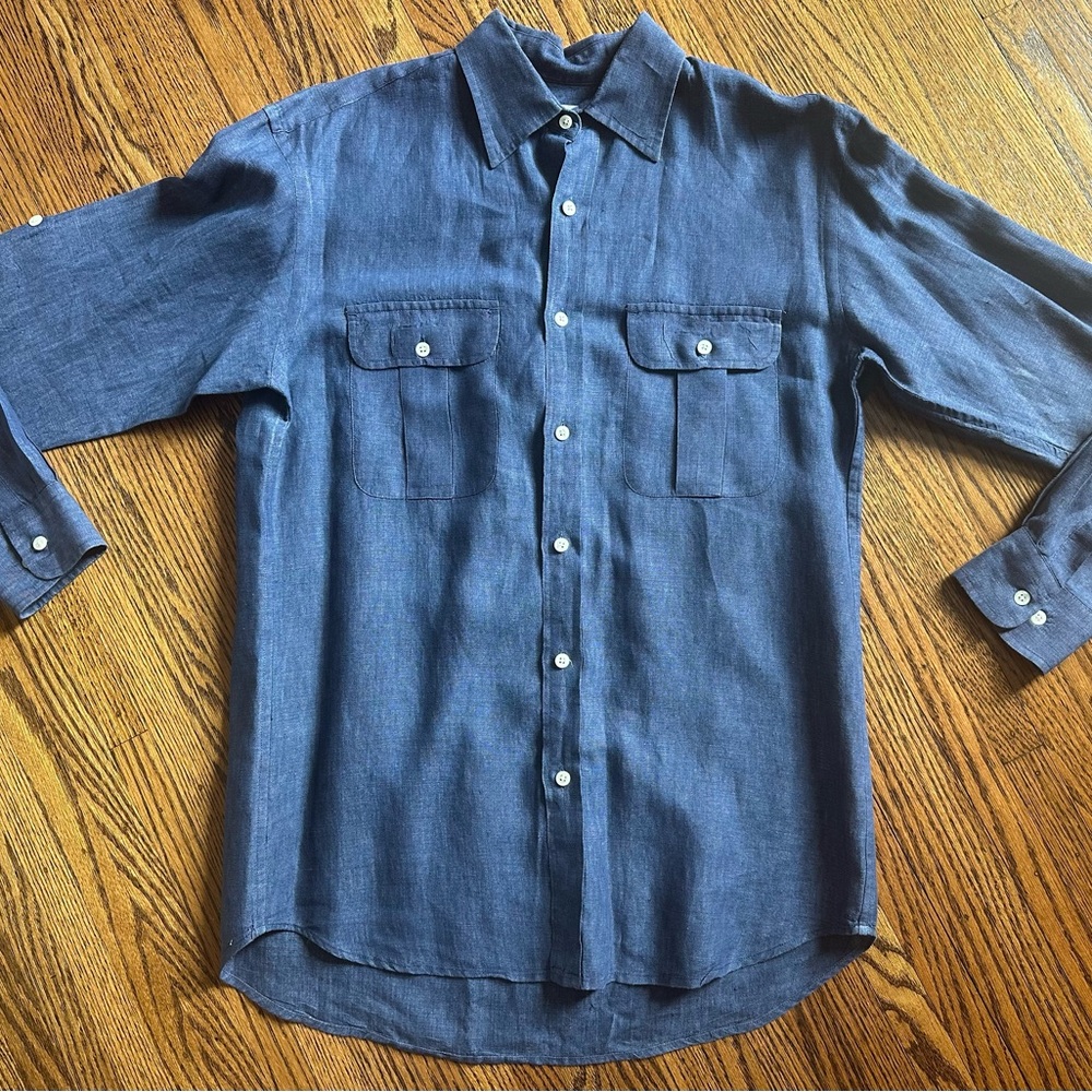 J. Crew Mens Blue Camp Shirt